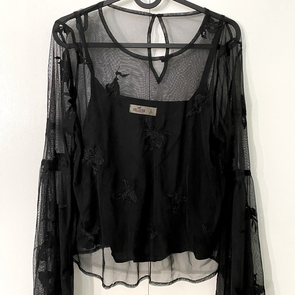 floral lace mesh blouse